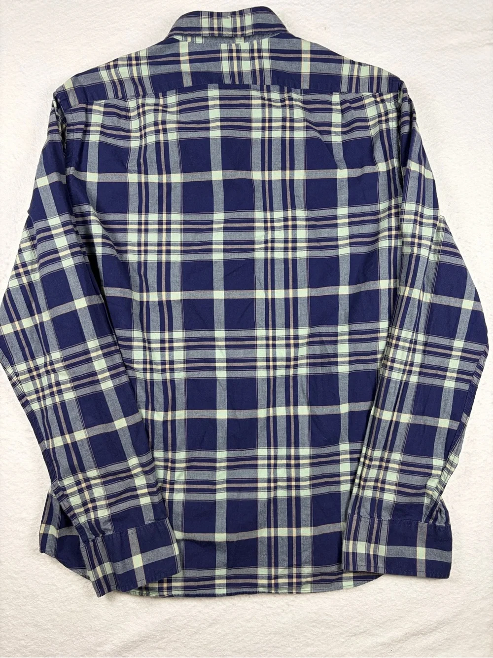 J. Crew Summer Plaid Shirt Navy and Light Green Plaid Button-Down‎ 100% cotton